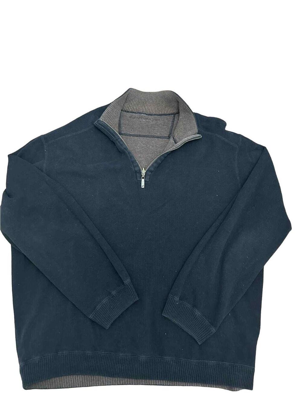 Caribbean Joe Reversab1e 1/4 Zip Black & Gray Men’s Size L Sweater Sweatshirt